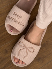 Women's slippers HS-VL pink bant embroidery