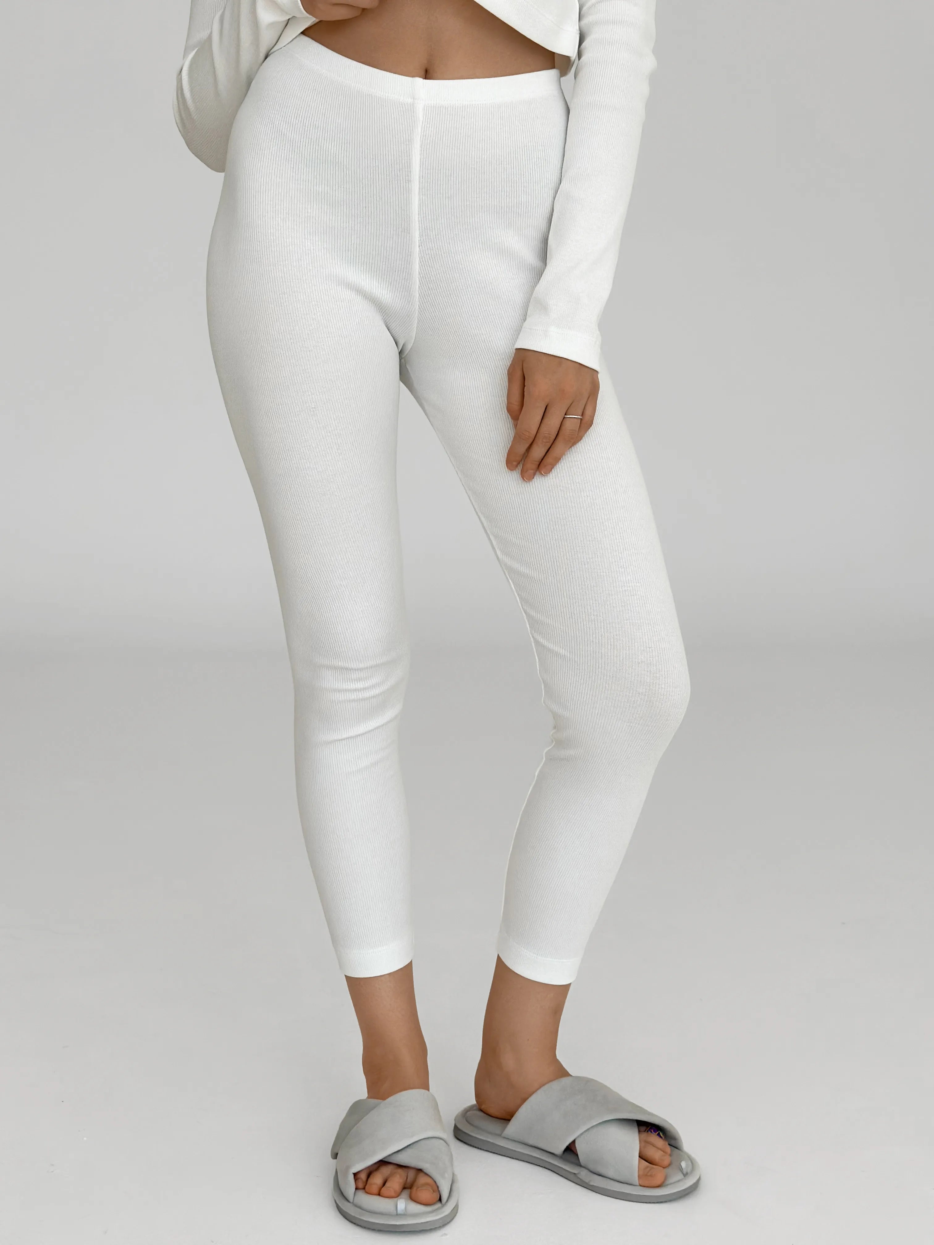 Leggings rib knit milky