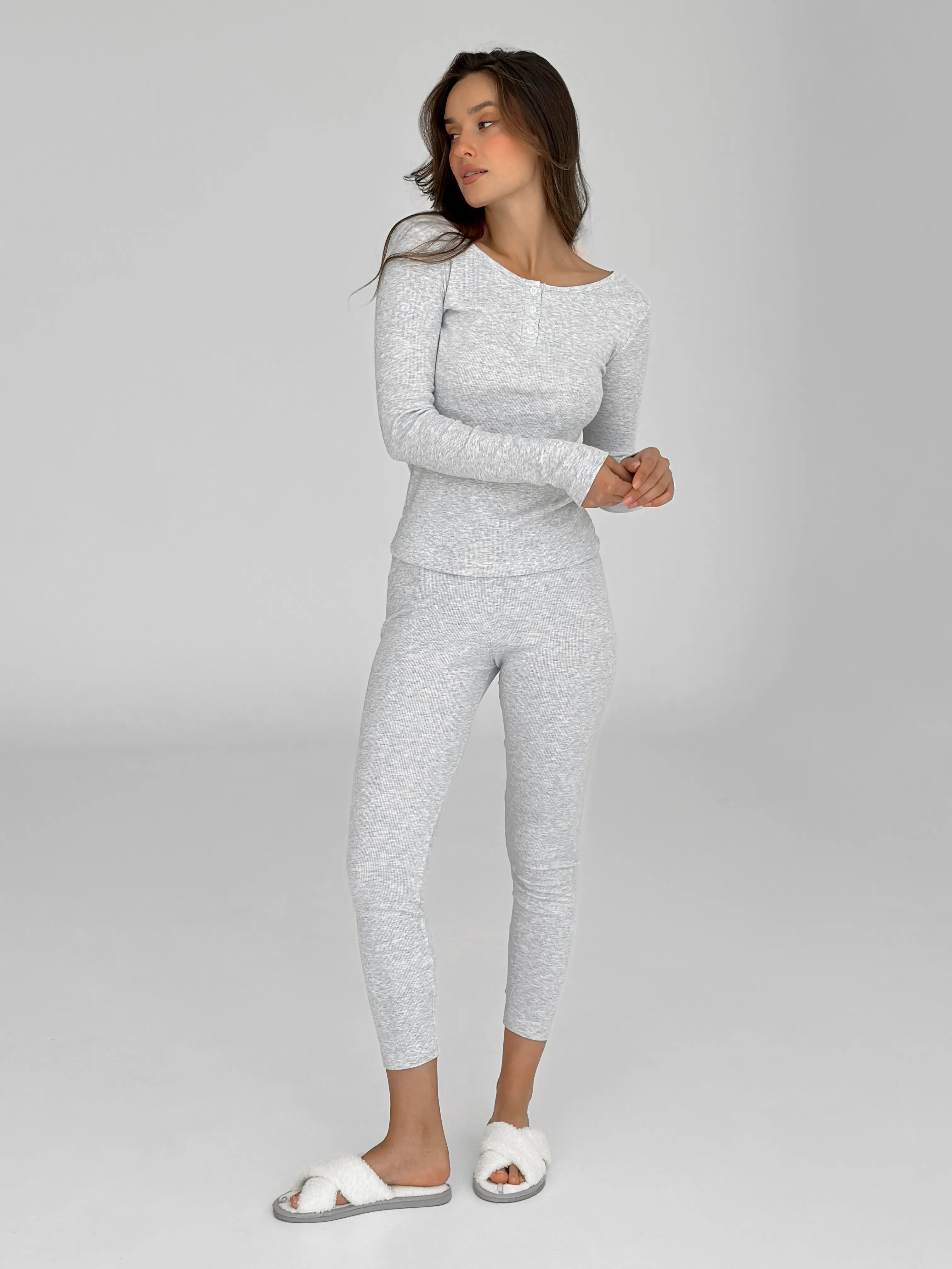 Leggings rib knit gray