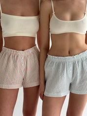 Mono shorts with a muslin gusset, striped, gray