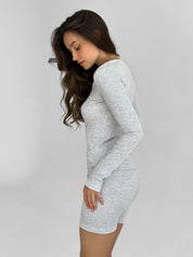 Longsleeve rib knitwear gray (without button)
