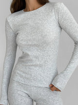Longsleeve rib knitwear gray (without button)