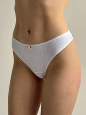 Lingerie Thongs White Ribbed