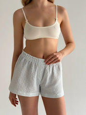 Mono shorts with a muslin gusset, striped, gray