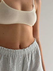 Mono shorts with a muslin gusset, striped, gray