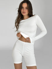 Longsleeve knitwear ribbed milky (without button)