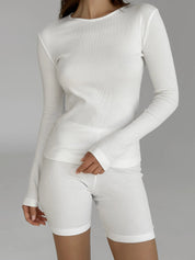 Longsleeve knitwear ribbed milky (without button)