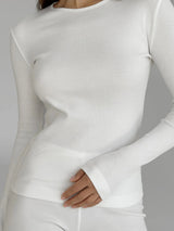 Longsleeve knitwear ribbed milky (without button)