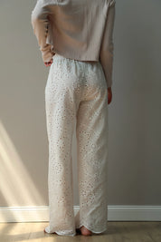Pants Mono brocade openwork design "twig"