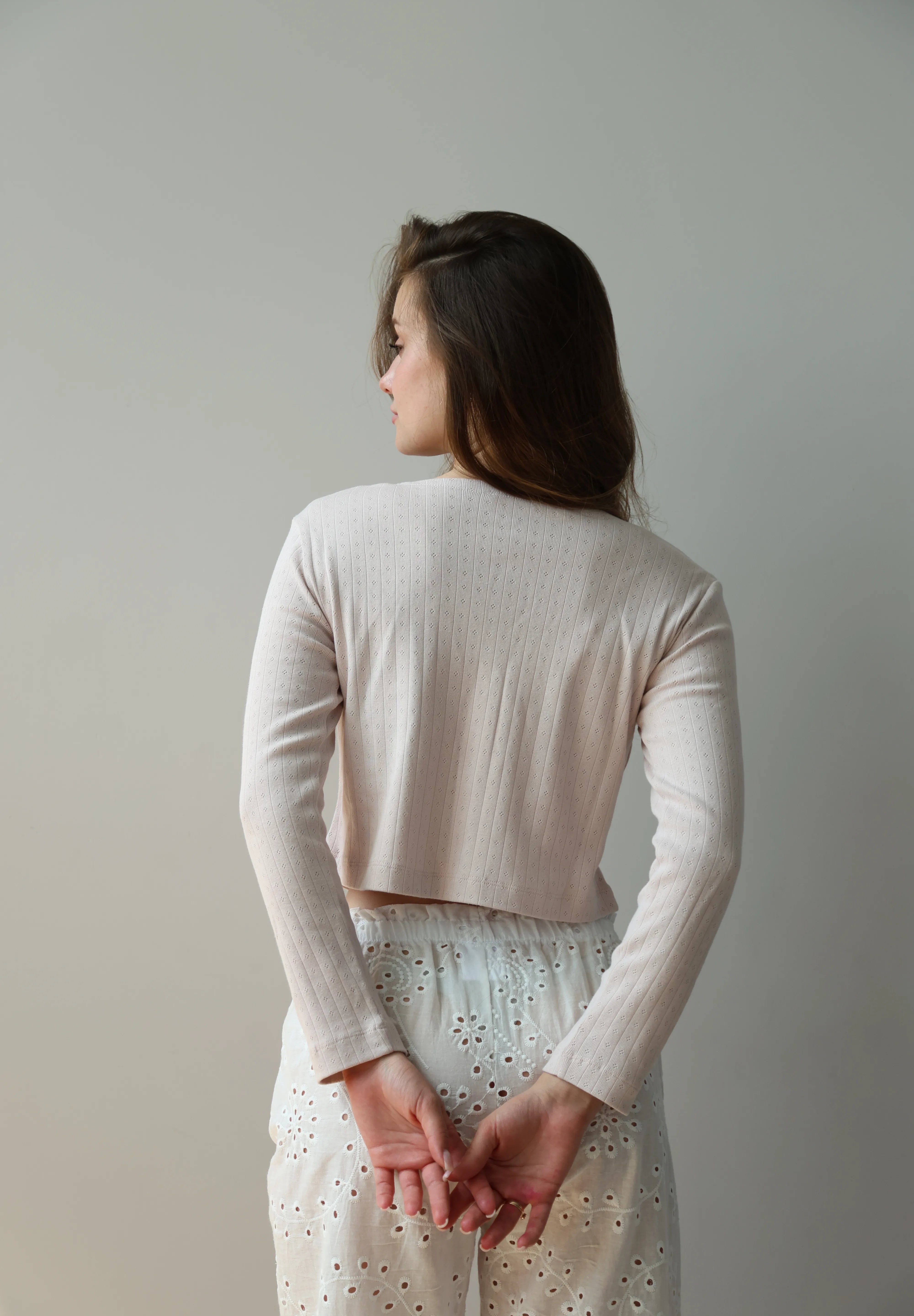Pants Mono brocade openwork design "twig"