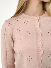 Soft cropped openwork cardigan pink
