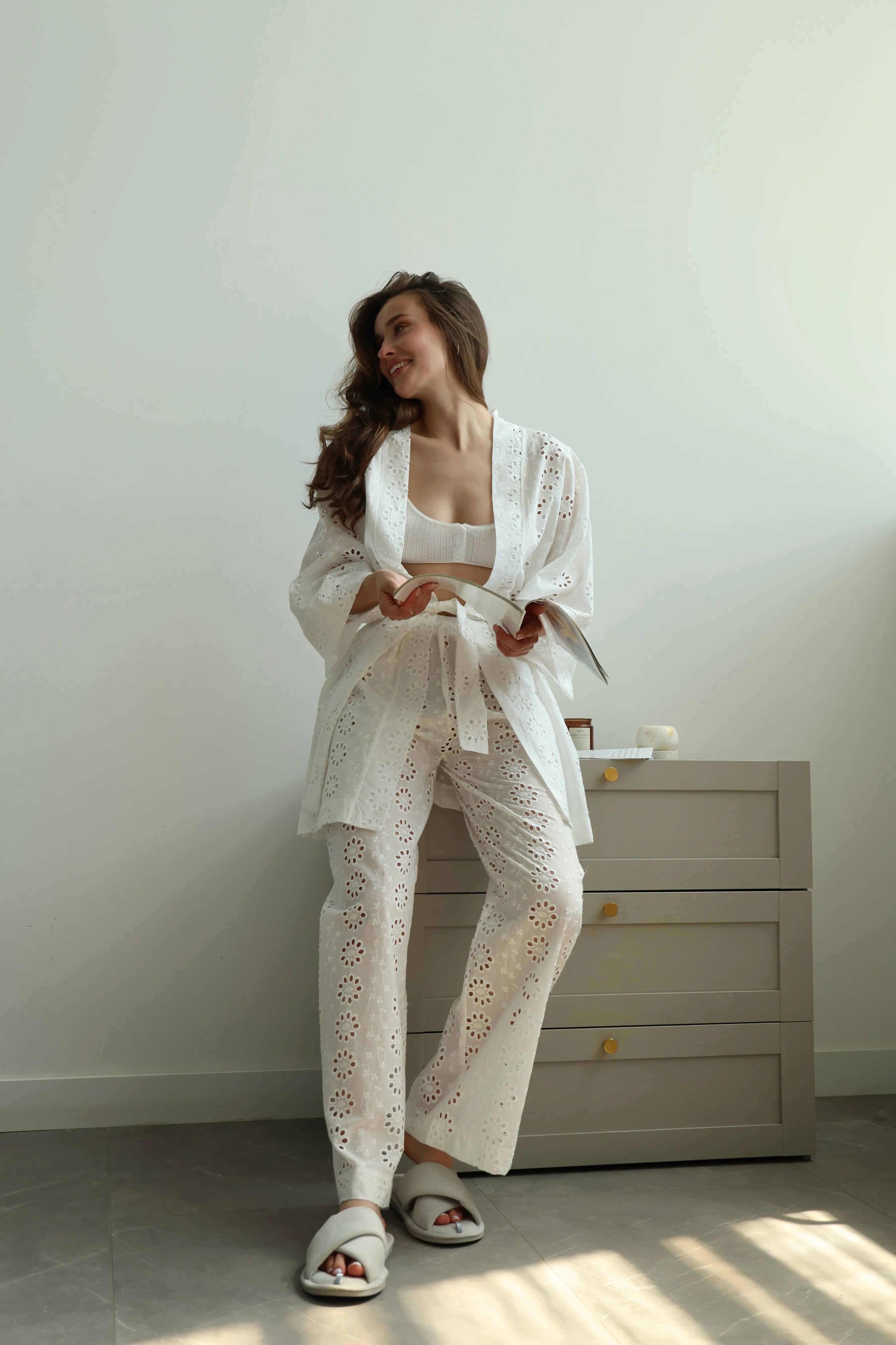 Kimono bathrobe with large flower print