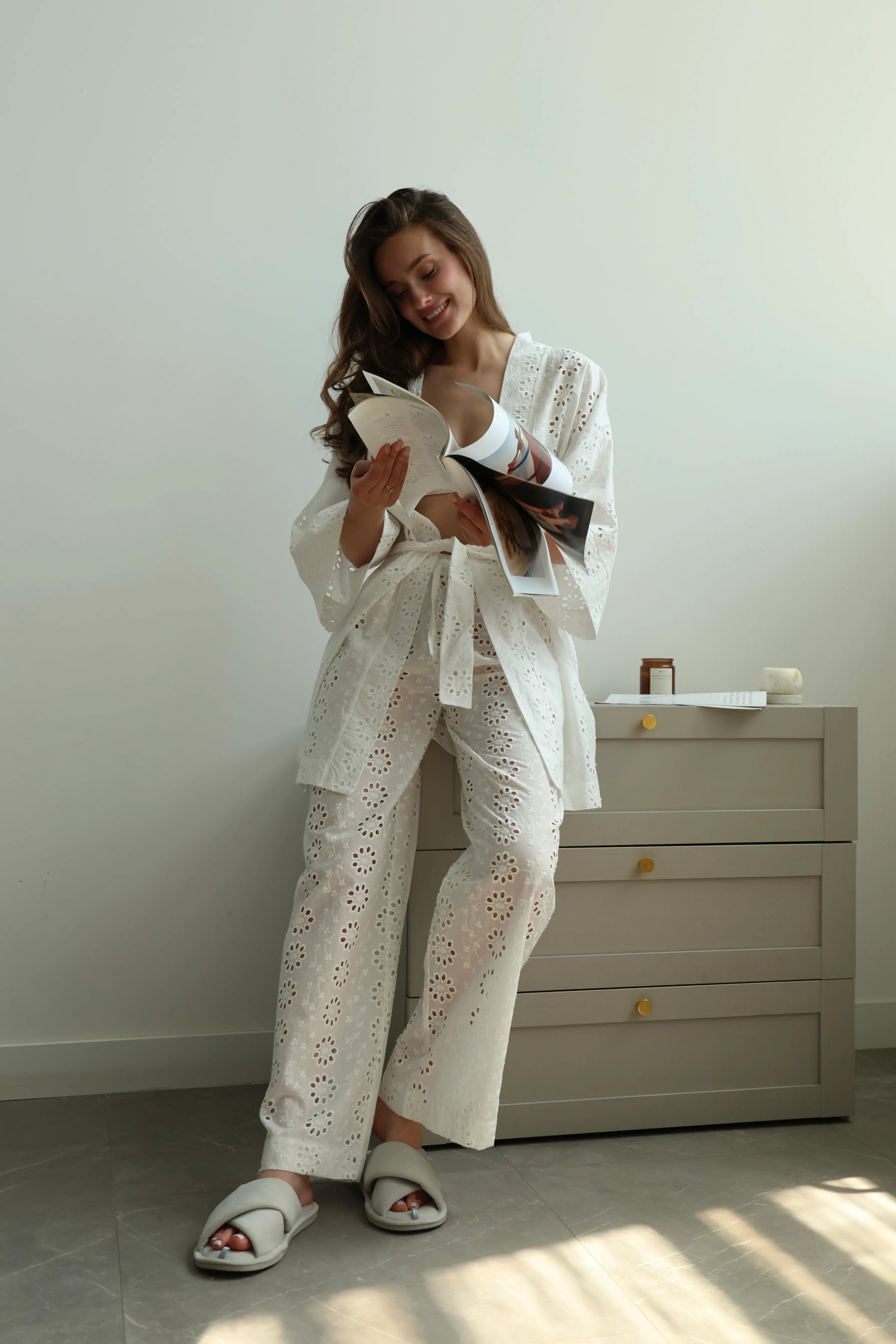 Kimono bathrobe with large flower print