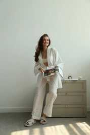 Kimono bathrobe with large flower print
