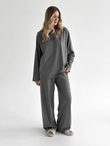 Knitwear Coolir set of long sleeves wide and pants anthracite