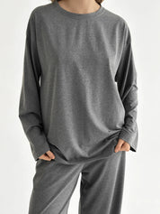 Knitwear Coolir set of long sleeves wide and pants anthracite