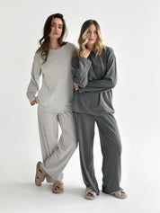 Knitwear Coolir set of long sleeves wide and pants anthracite