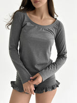 Knitwear Coolir set of long sleeves and ruffled shorts anthracite