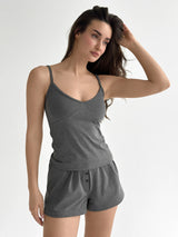 Knitwear Coolir set of T-shirt and shorts with a hood, anthracite