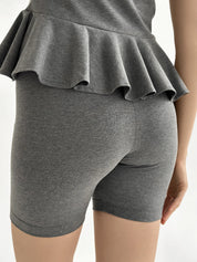 Knitwear Coolir T-shirt with peplum, anthracite