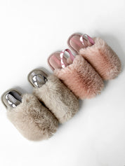 Children's slippers HS-LUX fur closed gray with elastic band
