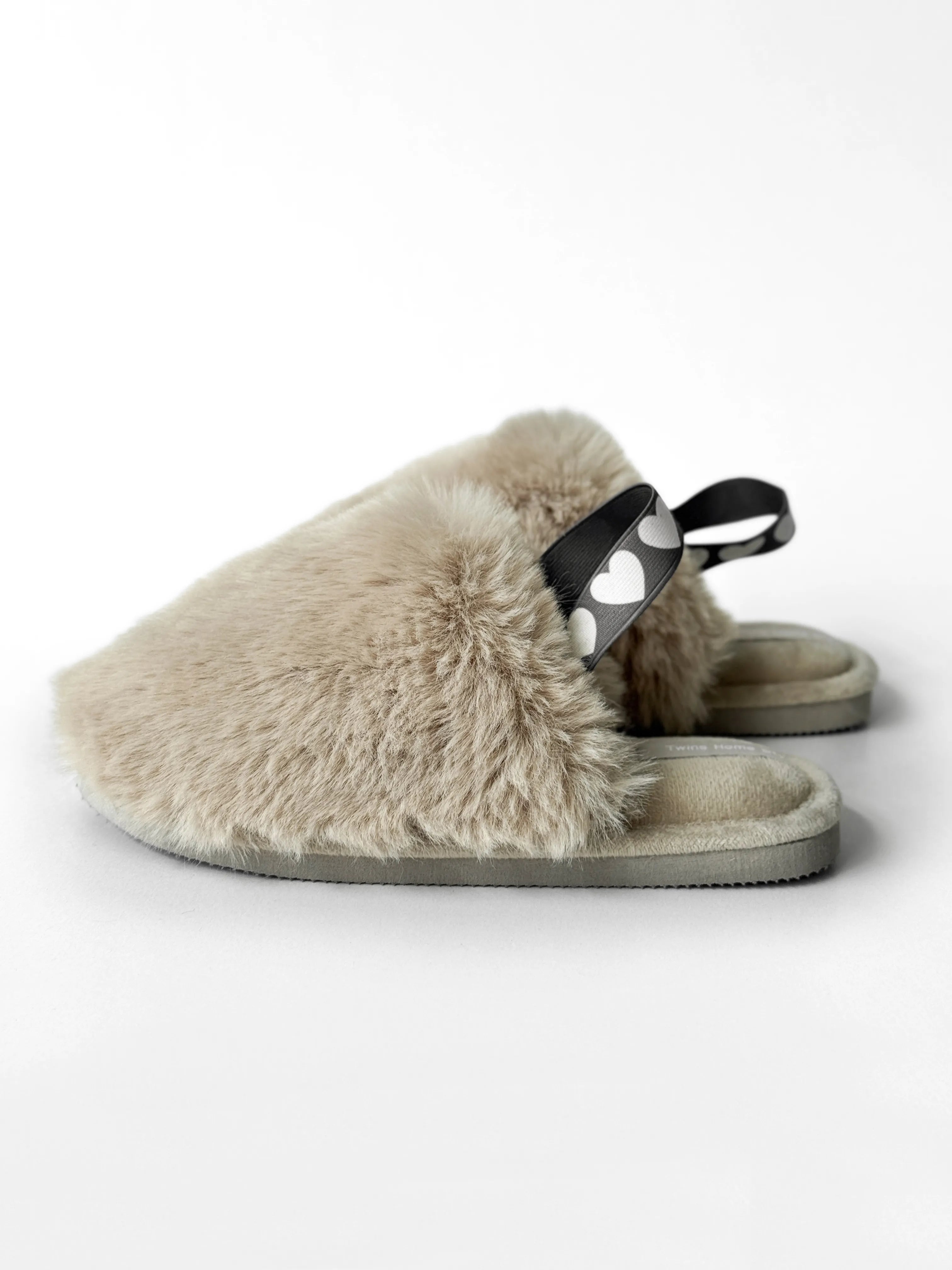 Children's slippers HS-LUX fur closed gray with elastic band