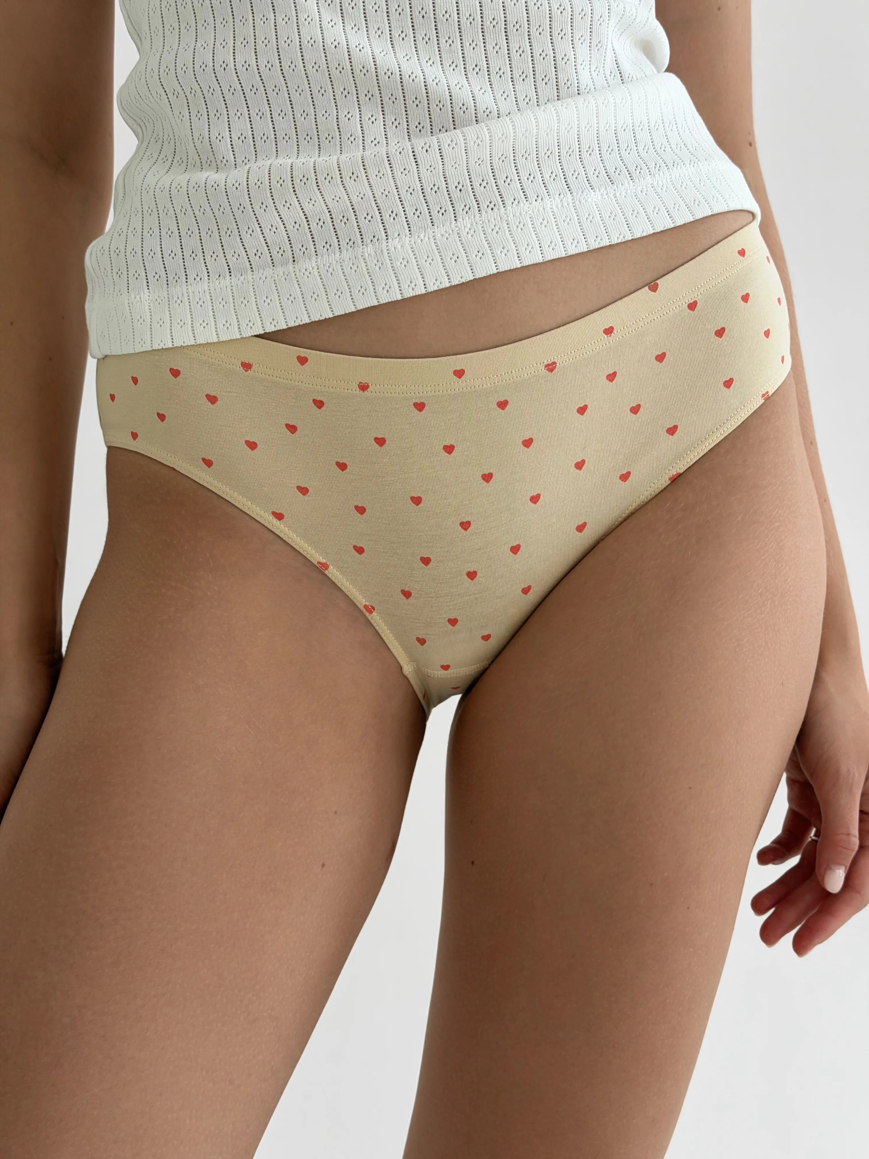 Underwear panties cotton slips with a heart cream