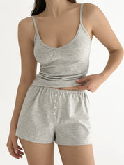 Knitwear Coolir set of T-shirt and shorts with a hood, gray
