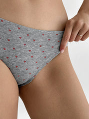 Underwear panties cotton slips with a heart gray