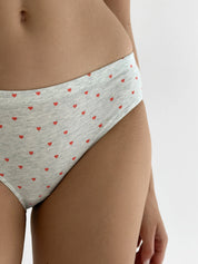 Underwear panties cotton slips with heart light gray