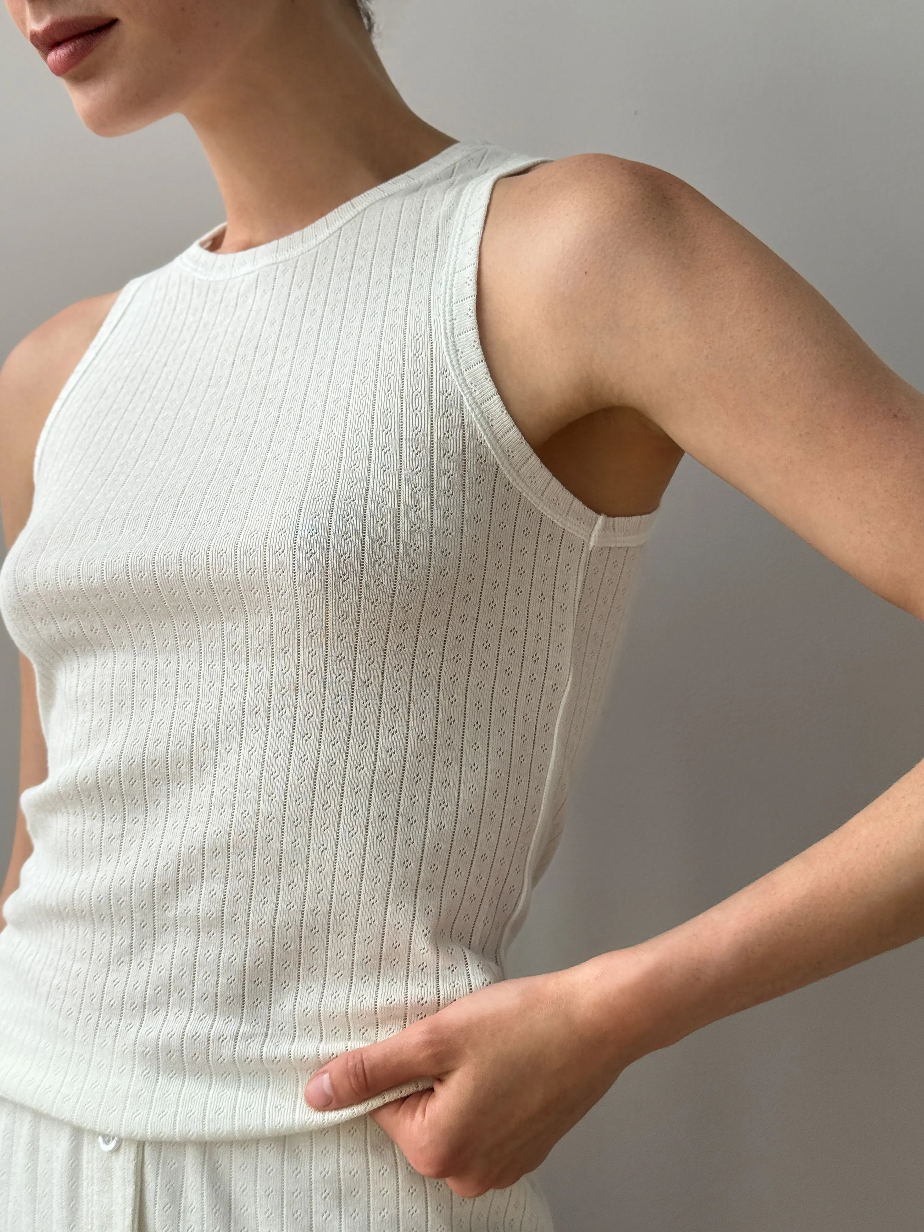 Ribbed T-shirt milk color
