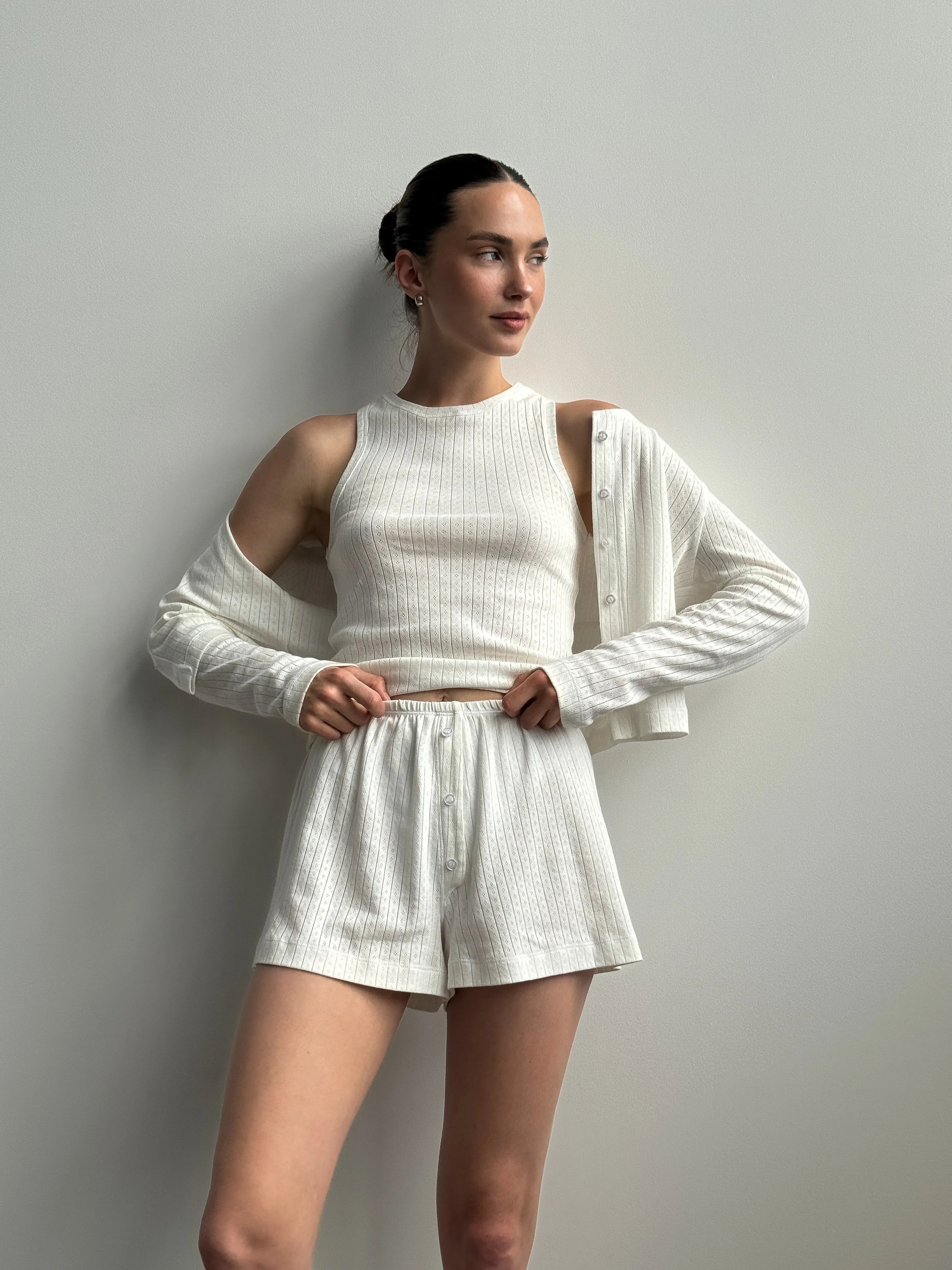 Ribbed shorts milky