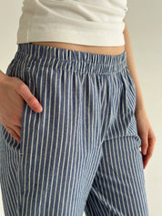 Striped cotton pants MOMI blue/milk