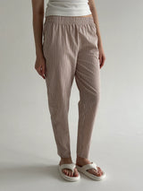 Striped cotton pants MOMI beige/milk