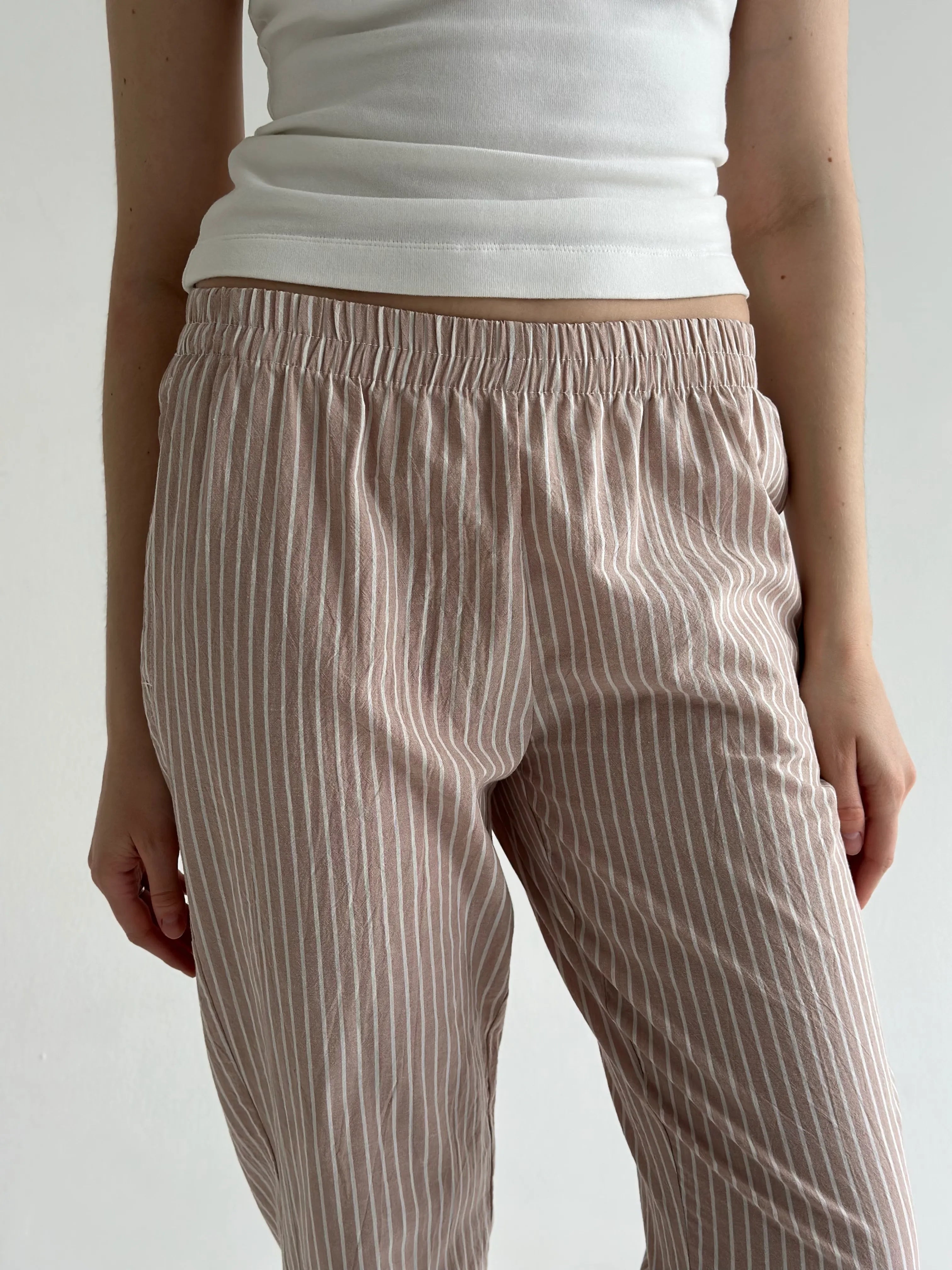Striped cotton pants MOMI beige/milk