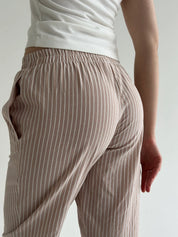 Striped cotton pants MOMI beige/milk