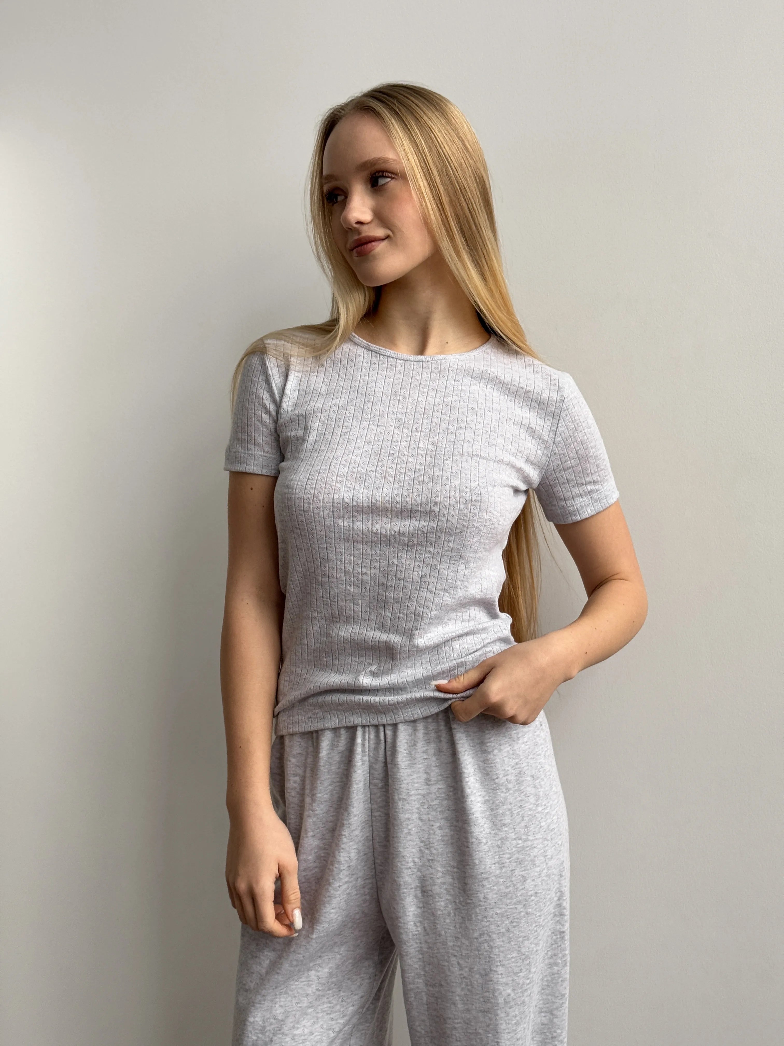 Soft Ribbed T-Shirt Gray