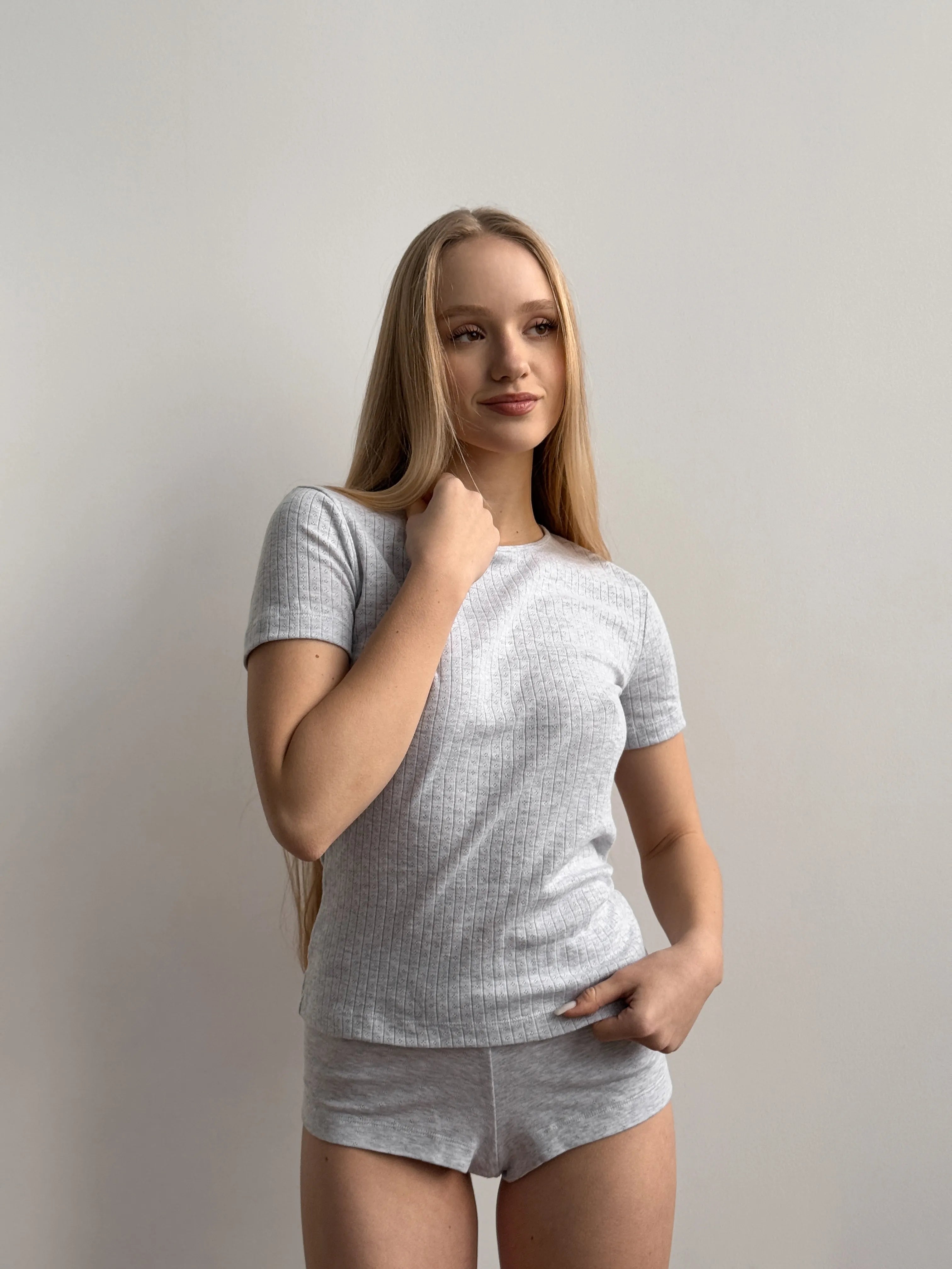 Soft Ribbed T-Shirt Gray