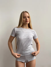 Soft Ribbed T-Shirt Gray