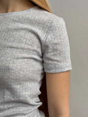 Soft Ribbed T-Shirt Gray