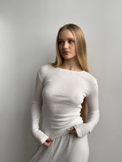 Ribbed longsleeve milk (without button)