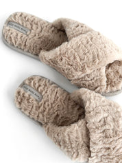 Women's fur slippers HS beige
