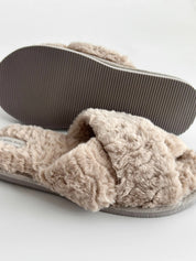 Women's fur slippers HS beige