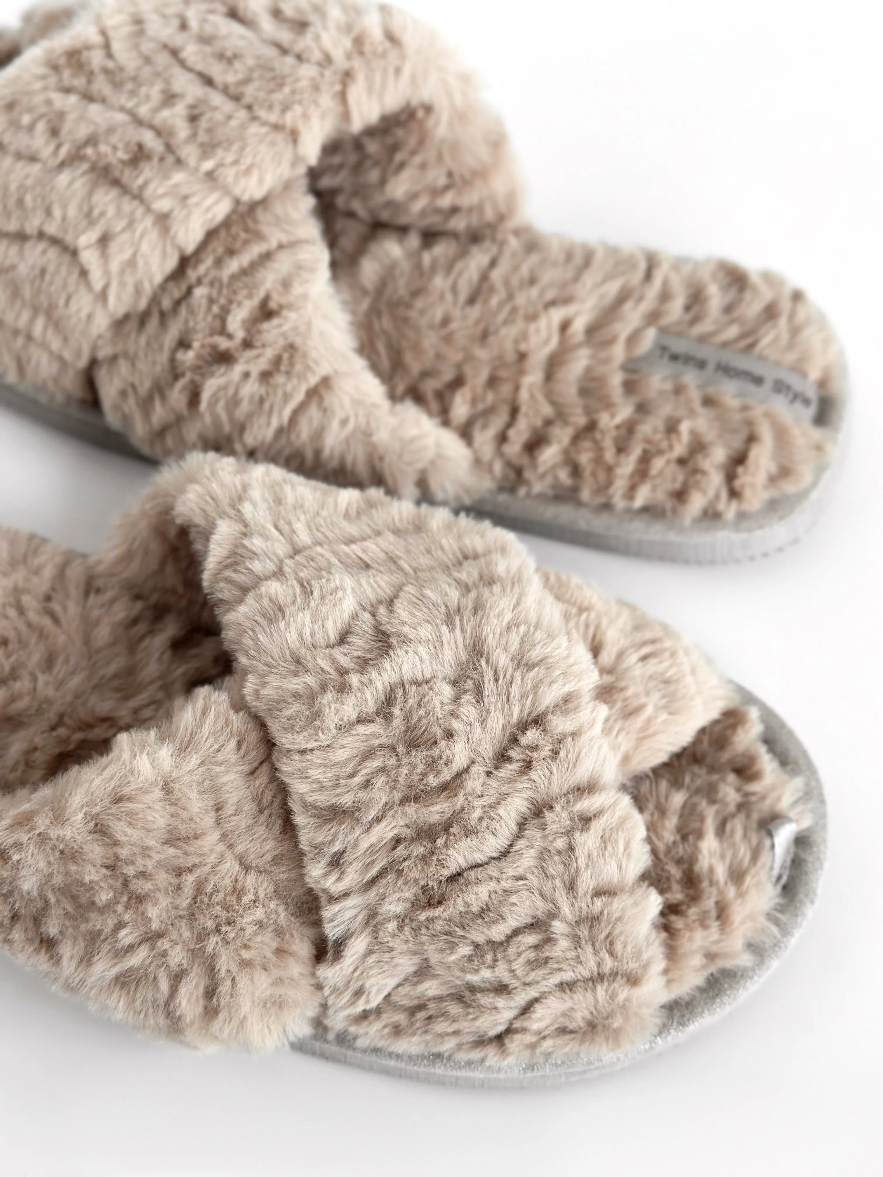 Women's fur slippers HS beige