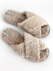 Women's fur slippers HS beige