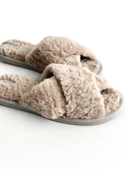 Women's fur slippers HS beige