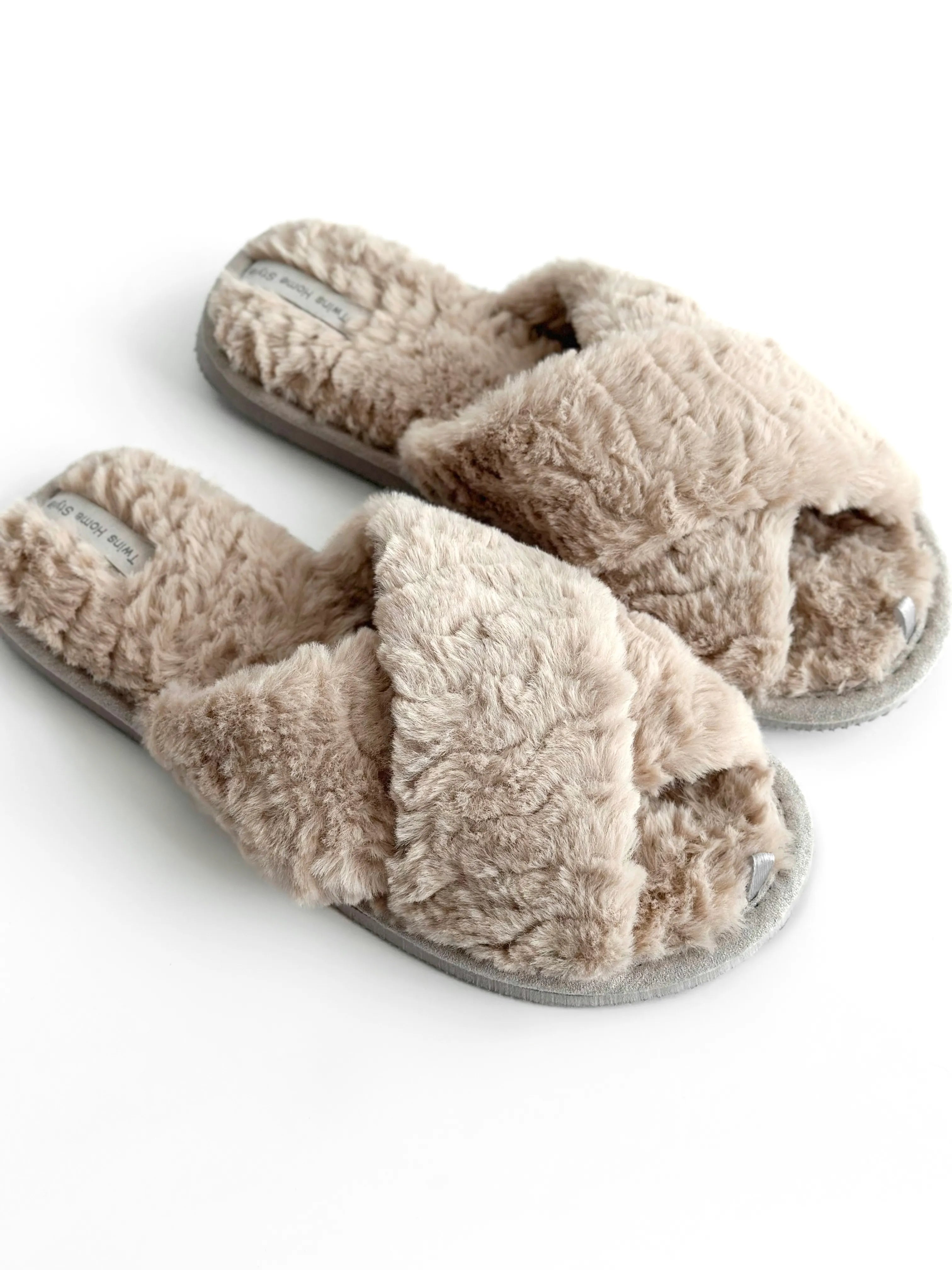Women's fur slippers HS beige