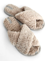 Women's fur slippers HS beige