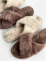 Women's fur slippers HS beige