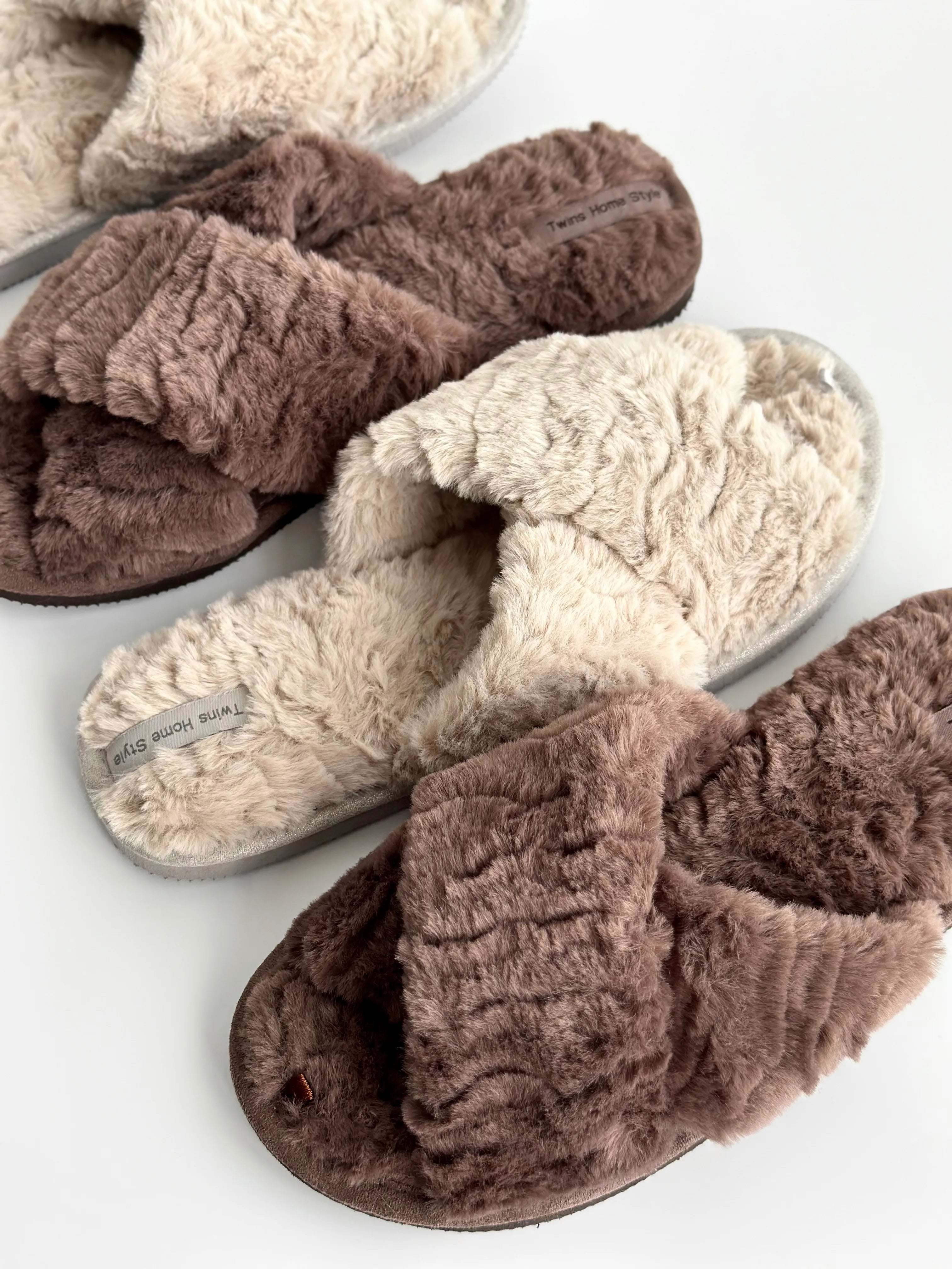 Women's fur slippers HS beige